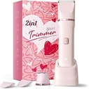Bikini Trimmer for Women - Painless Electric Razors for Silk Skin,Cordless Body Shaver for Trip,Replaceable Lady Facial Razor, IPX7 Waterproof&Easy Cleaning, Ceramic Blade, USB Charge Dock Pink