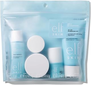 e.l.f. SKIN Holy Hydration! Jet Set Hydration Kit, Travel Friendly Hydrating Skincare Set, Face Cleanser, Balm, Moisturizer, Eye Cream & Night Cream, Vegan & Cruelty-Free