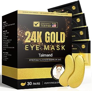 Under Eye Patches (30 Pairs), 24K Gold Under Eye Mask for Puffy Eyes, Dark Circles,Bags and Wrinkles with Collagen,Relieves Pressure and Reduces Wrinkles,Revitalises and Refreshes Your Skin