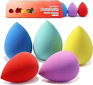 BEAKEY Makeup Sponge 5 Pcs Set, Latex-Free Boun Boun Beauty Sponge for Blending, Makeup Sponges for Foundation, Liquid, Cream and Powder. Blender for Enhanced Make Up Application