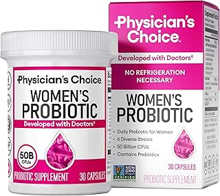 Physician's CHOICE Probiotics for Women - PH Balance, Digestive, UT, & Feminine Health - 50 Billion CFU - 6 Unique Strains for Her - Organic Prebiotics, Cranberry Extract+ - Women Probiotic - 30 CT