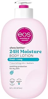 eos Shea Better Body Lotion- Fresh & Cozy, 24-Hour Moisture Skin Care, Lightweight & Non-Greasy, Made with Natural Shea, Vegan, 16 Fl Oz (Pack of 1)