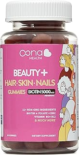 Beauty+ Hair Nails and Skin Vitamins - Biotin Gummies 5,000 Mcg - Folate - Vitamin B Complex B5, B6, B12 - Biotin Vitamins - Faster Hair Growth Gummies, Stronger Nails, Healthy Skin Care