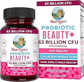 Probiotic Beauty Capsules by MaryRuth's | Vegan Collagen Support | Anti Aging | Gut Health | Hair Skin and Nails Vitamins | Skin Care | Biotin | Non-GMO Project Verified | 60 Count