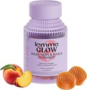 Lemme Glow Collagen Gummies for Thick Hair, Strong Nails & Healthy Skin with Multi-Collagen Peptides, Biotin, Trace Minerals, Zinc, Vitamins A, C & E, Dairy & Gluten Free, Peach Flavor, 60 ct.