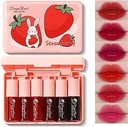 Eakroo 6 Colors Lip Tint Stain Mini Liquid Lipstick, Korean Lip Gloss Moisturizing Natural, Multi-Use Lip and Cheek Tint, Non-Stick Cup, Lightweight, High Pigment, Long-Lasting, Vivid Color
