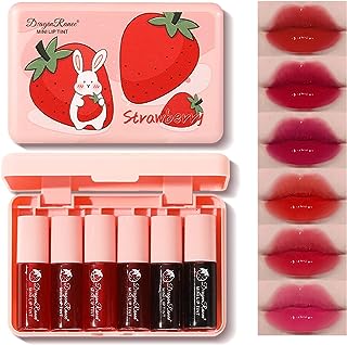 Eakroo 6 Colors Lip Tint Stain Mini Liquid Lipstick, Korean Lip Gloss Moisturizing Natural, Multi-Use Lip and Cheek Tint, Non-Stick Cup, Lightweight, High Pigment, Long-Lasting, Vivid Color