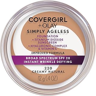 COVERGIRL & Olay Simply Ageless Instant Wrinkle-Defying Foundation, Creamy Natural 0.44 Fl Oz (Pack of 1)
