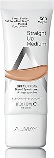Almay Skintone Matching Foundation, Smart Shade Face Makeup with SPF 15, Hypoallergenic, Oil-Free, Dermatologist-Tested, 300 Straight Up Medium, 1 fl oz