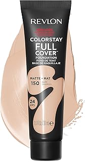 Revlon ColorStay Full Cover Longwear Matte Foundation, Heat & Sweat Resistant Lightweight Face Makeup, Buff (150), 1.0 oz