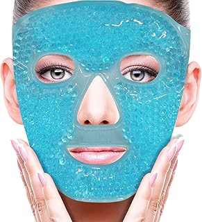 Cold Face Eye Mask Ice Pack Reduce Facial Puff, Dark Circles, Gel Beads Hot Heat Cold Compress Pack, Face SPA for Woman Sleeping, Pressure, Headaches, Skin Care, Post Laser Care[Blue]