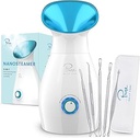NanoSteamer Large 3-in-1 Nano Ionic Facial Steamer with Precise Temp Control - Humidifier - Unclogs Pores - Blackheads - Spa Quality - Bonus 5 Piece Stainless Steel Skin Kit (Teal)