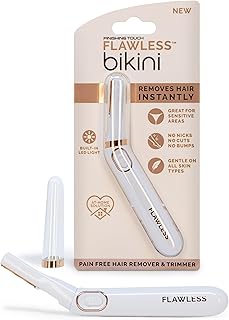 Finishing Touch Flawless Bikini Shaver and Trimmer Hair Remover for Women, Dry Use Electric Razor, Personal Groomer for Intimate Ladies Shaving, No Bump, Smooth Shave