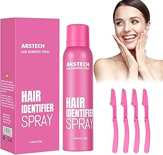 Hair Identifier Spray for Face Shaving Dermaplaning Tool Skin Body Dermaplaning Spray for Women with 4 Face Razor for Face Shaver Hair Removal Kit Excess Hair Dermaplane Razor for Women Face