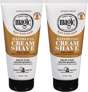 SoftSheen-Carson Magic Razorless Shaving Cream, Hair Removal Cream, Depilatory Cream, Works in 4 Minutes for Coarse, Curly Hair, 2 Count
