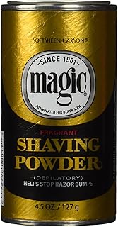 SoftSheen-Carson Magic Razorless Shaving for Men, Magic Shaving Powder with Fragrance, Coarse Textured Beards, Formulated for Black Men, Depilatory, Helps Stop Razor Bumps, Since 1901, 4.5 oz