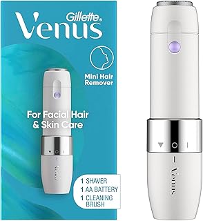 Gillette Venus Mini Facial Hair Remover for Women's Face, Portable Electric Shaver/Razor, Hair Removal for Women, Dermaplaning Tool, Trimmer