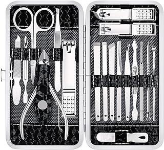 Nail Clippers Set Fingernail and Toenail Clipper Cutters, Manicure Pedicure Kit 18 Pieces Stainless Steel Professional Grooming Kits, Nail Care Tools with Luxurious Travel Case