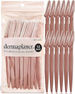 Kitsch Dermaplaning Tool - Face Razors for Women and Men, Eyebrow Trimmer and Face Shaver, Facial Hair Removal, Facial Razors for Women and Men, Dermaplane Razor - 12pc, Terracotta