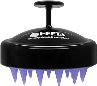 HEETA Scalp Massager Hair Growth, Soft Silicone Scalp Scrubber Shampoo Brush for Exfoliation, Dandruff Removal Head Massage Stress Relax, Wet & Dry Use for Thick Thin Curly Hair Care, Black