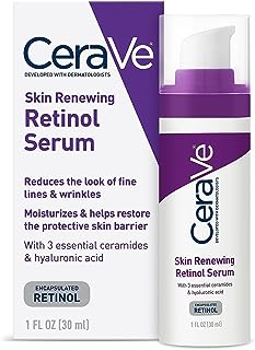 CeraVe Anti Aging Retinol Serum For Face, Encapsulated Retinol With Hyaluronic Acid, Niacinamide & Ceramides, Smooths Wrinkles & Fine Lines, Gentle Skin Brightening Serum, Fragrance Free, 1 Oz