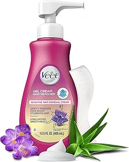 Hair Remover, Veet Gel Hair Removal Cream Sensitive, 13.5 Ounce, Sensitive formula with Aloe Vera and Vitamin E (pack of 1)