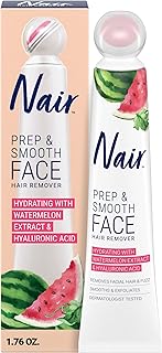 Prep & Smooth Face Exfoliating Depilatory Cream for Women - Effective Hair Removal for Smooth Skin with Hyaluronic Acid, 1.76 oz