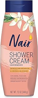 Shower Cream Hair Remover with Moroccan Argan Oil and Orange Blossom, Body Hair Removal Cream for Women, 12 oz