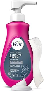 Professional 2 Minute Hair Removal Cream For All Skin Types with Shea Butter | Effective Full Bikini Hair Removal, Pubic Hair Removal Gel | Dermatologically Tested | 13.5 FL OZ Bottle w/Spatula