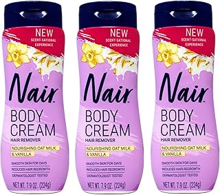 Body Cream Hair Remover, Nourishing Oat Milk & Vanilla, Dermatologist Tested, 7.9 oz (Pack of 3)