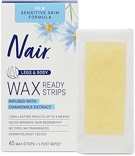 Sensitive Hair Remover Wax Ready Strips, Legs and Body Hair Removal Wax Strips, 40 Count